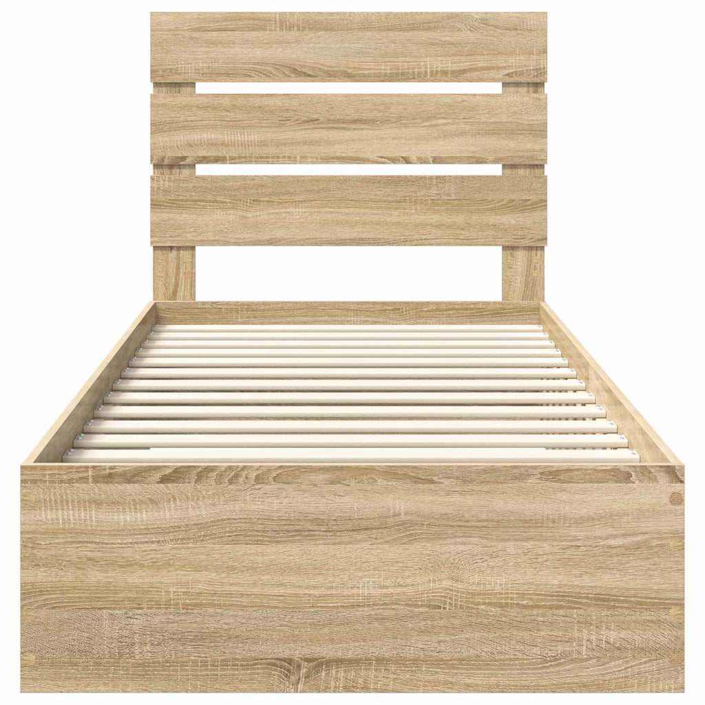 vidaXL Ramka łóżka Dąb Sonoma 90 x 200 cm Materiał drewnopochodny