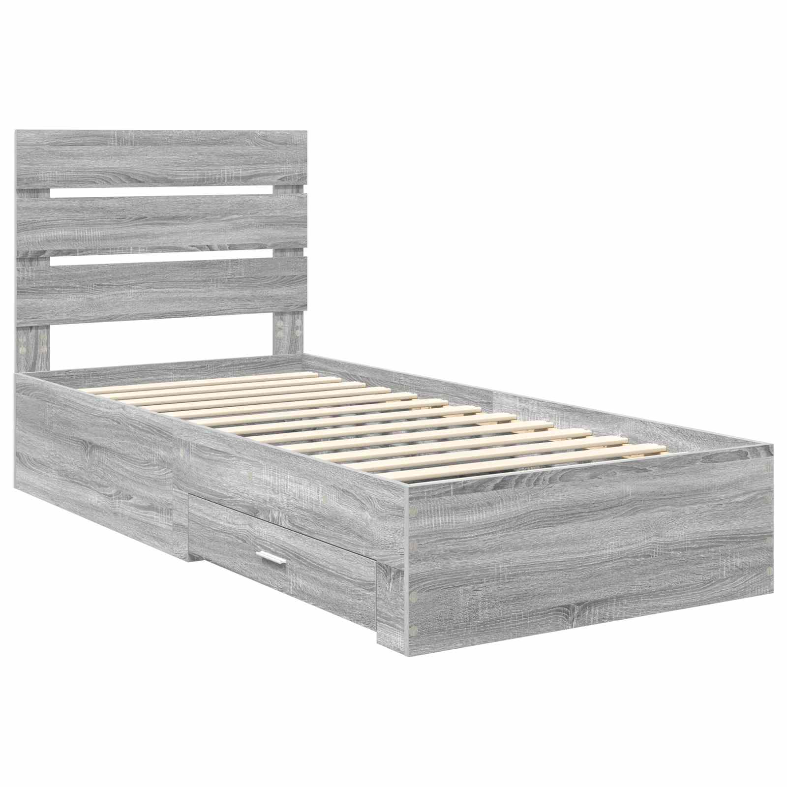 vidaXL Ramka łóżka Szary Sonoma 90 x 200 cm Materiał drewnopochodny