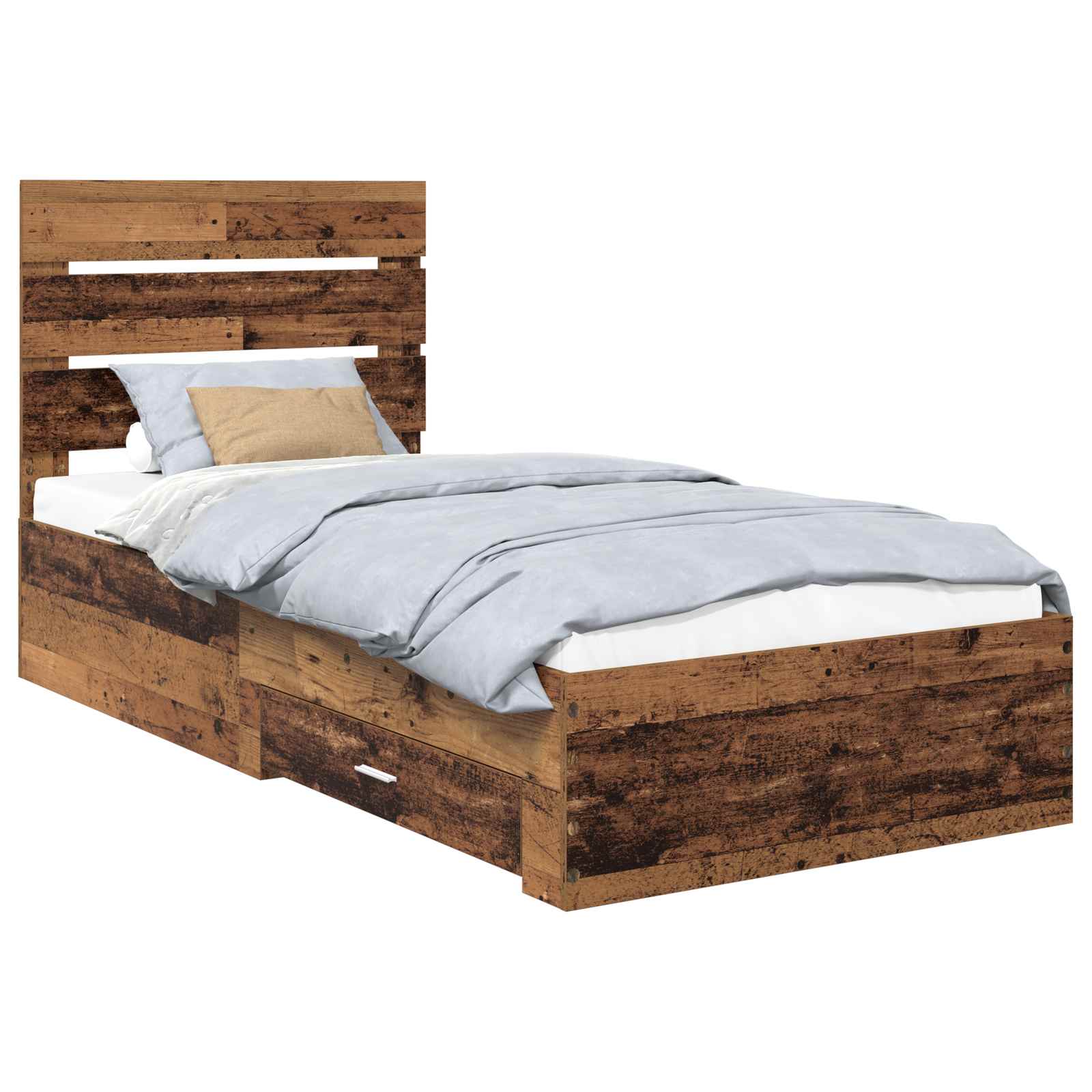 vidaXL Ramka łóżka Stare drewno 90 x 200 cm Materiał drewnopochodny