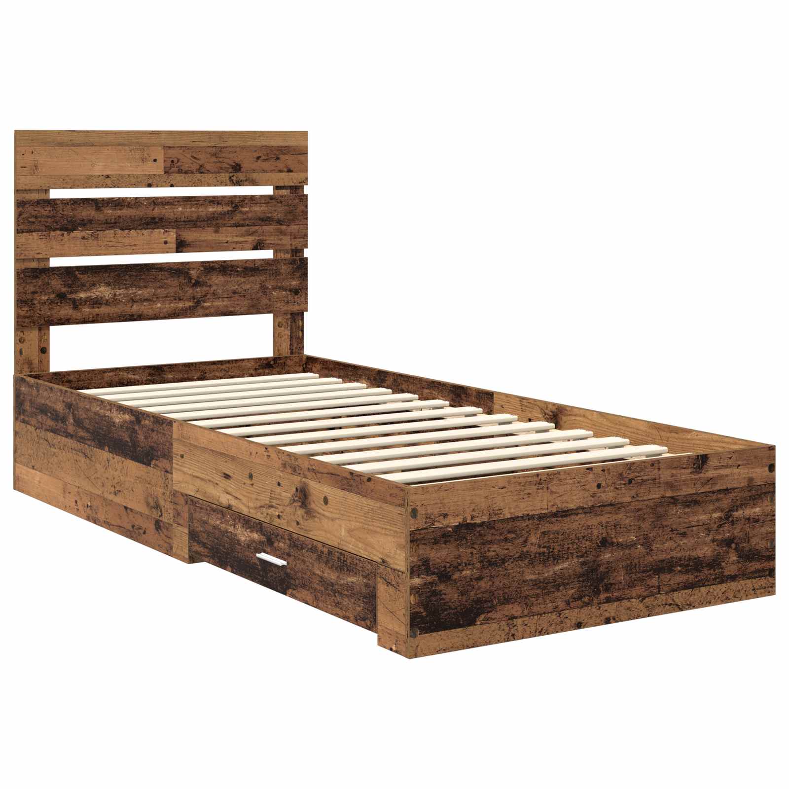vidaXL Ramka łóżka Stare drewno 90 x 200 cm Materiał drewnopochodny