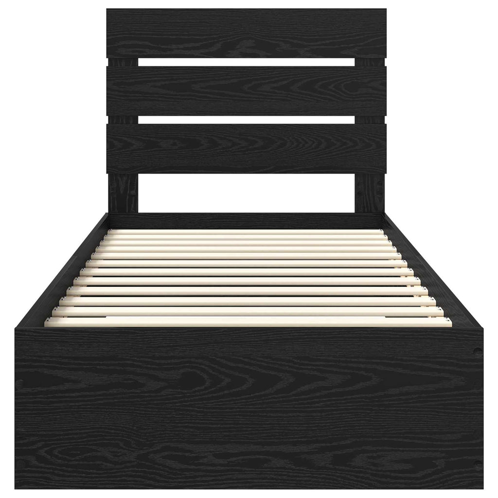 vidaXL Ramka łóżka Czarny Dąb 90 x 190 cm Materiał drewnopochodny