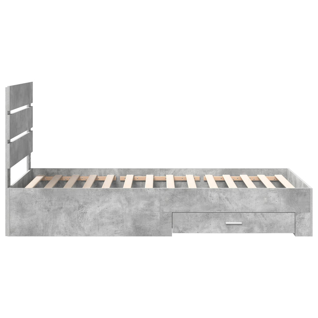 vidaXL Ramka łóżka Betonowy szary 90 x 190 cm Materiał drewnopochodny