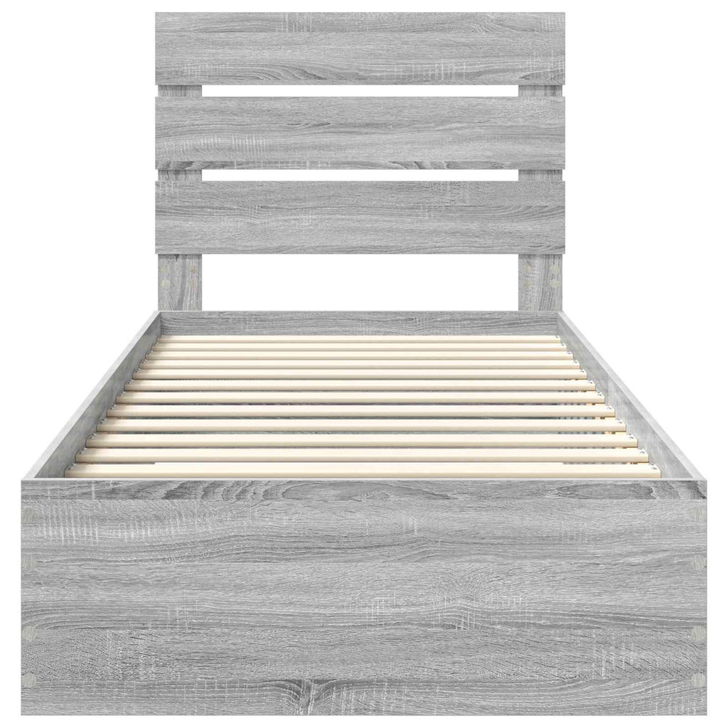 vidaXL Ramka łóżka Szary Sonoma 90 x 190 cm Materiał drewnopochodny