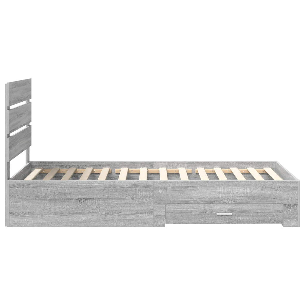 vidaXL Ramka łóżka Szary Sonoma 90 x 190 cm Materiał drewnopochodny