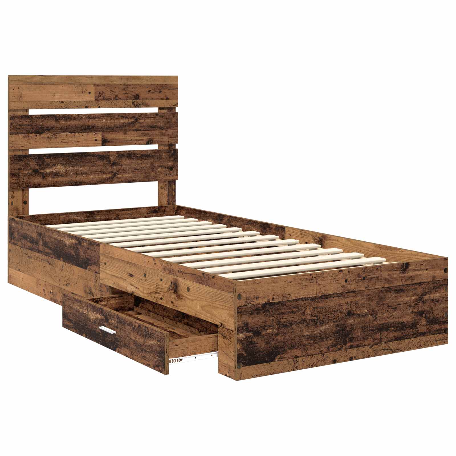 vidaXL Ramka łóżka Stare drewno 90 x 190 cm Materiał drewnopochodny