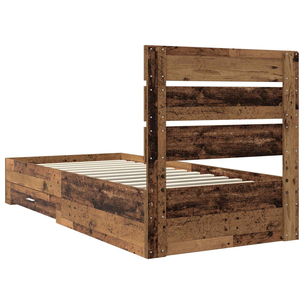 vidaXL Ramka łóżka Stare drewno 90 x 190 cm Materiał drewnopochodny