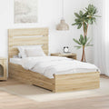 vidaXL Ramka łóżka z szufladą Sonoma dąb i srebro 75 x 190 cm