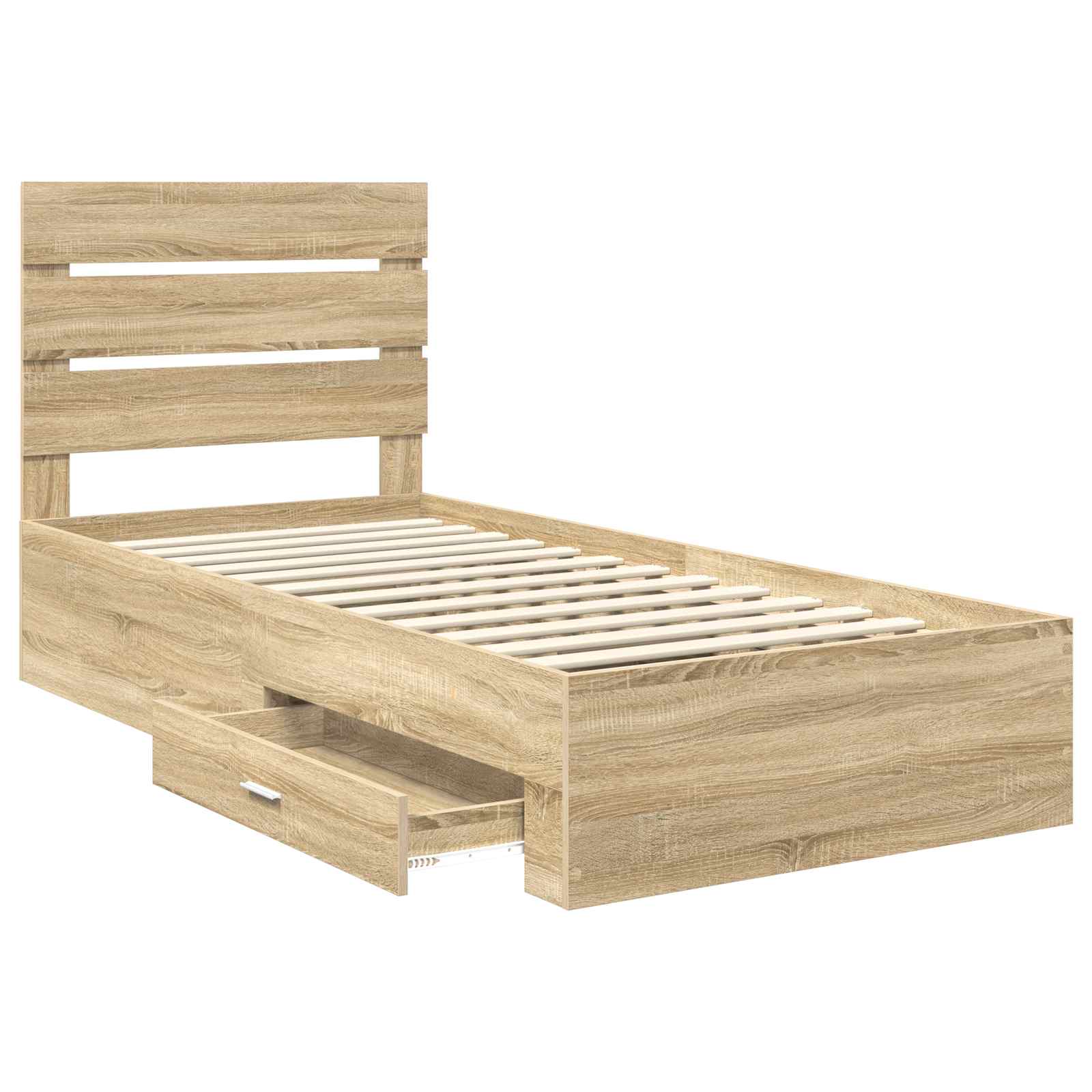 vidaXL Ramka łóżka z szufladą Sonoma dąb i srebro 75 x 190 cm