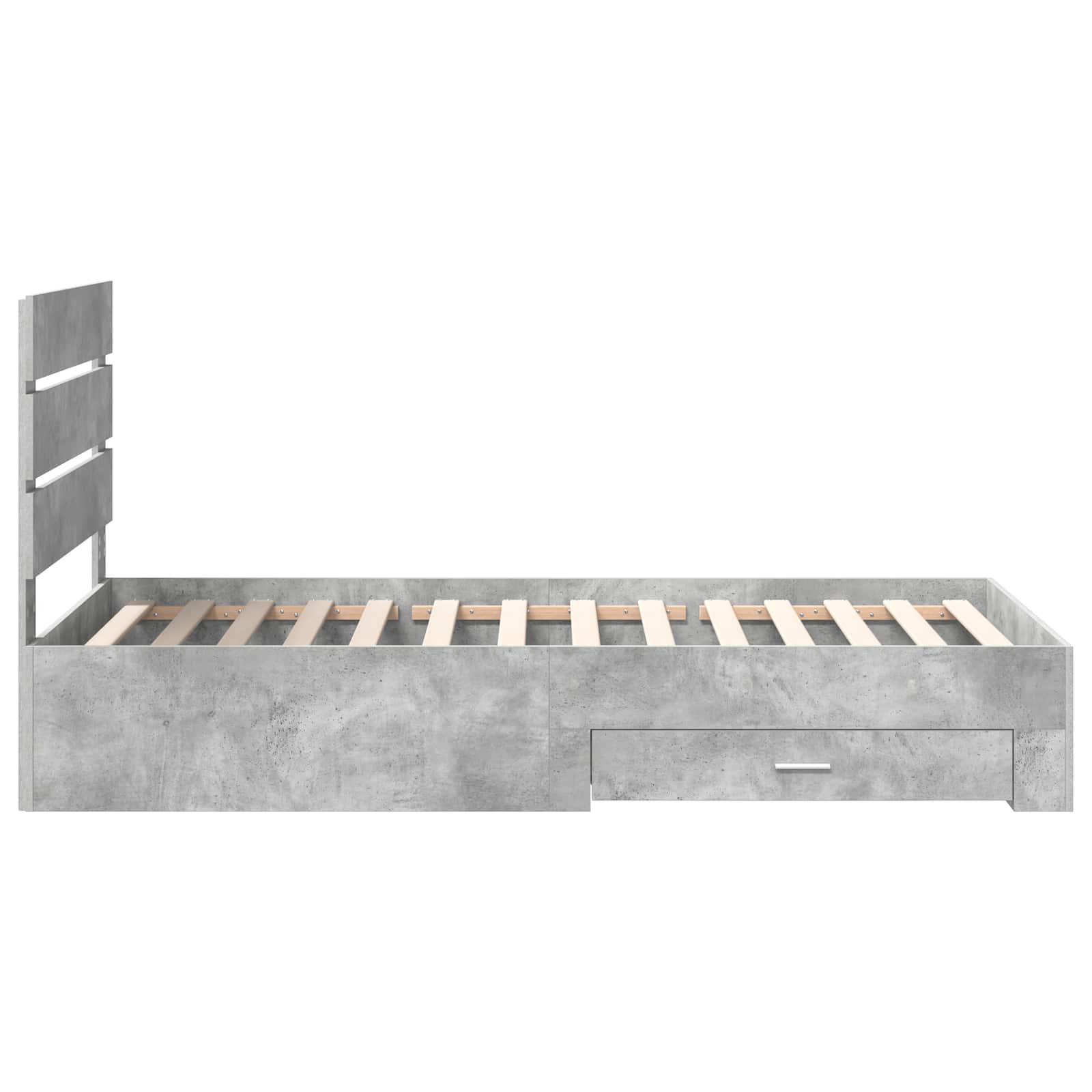vidaXL Ramka łóżka z szufladą Betonowy szary i srebro 70 x 190 cm