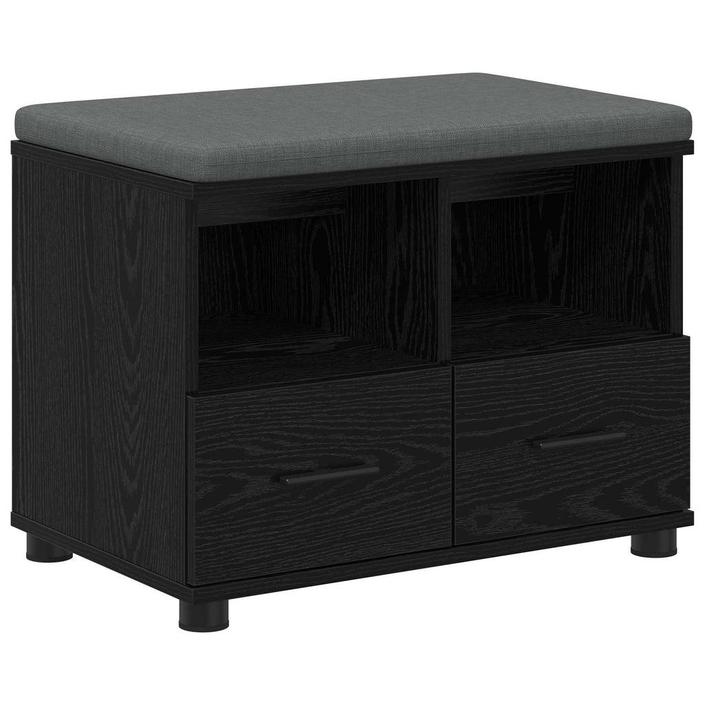 vidaXL Ławka w przedpokoju z poduszką Czarny Dąb 60 x 38 x 46 cm