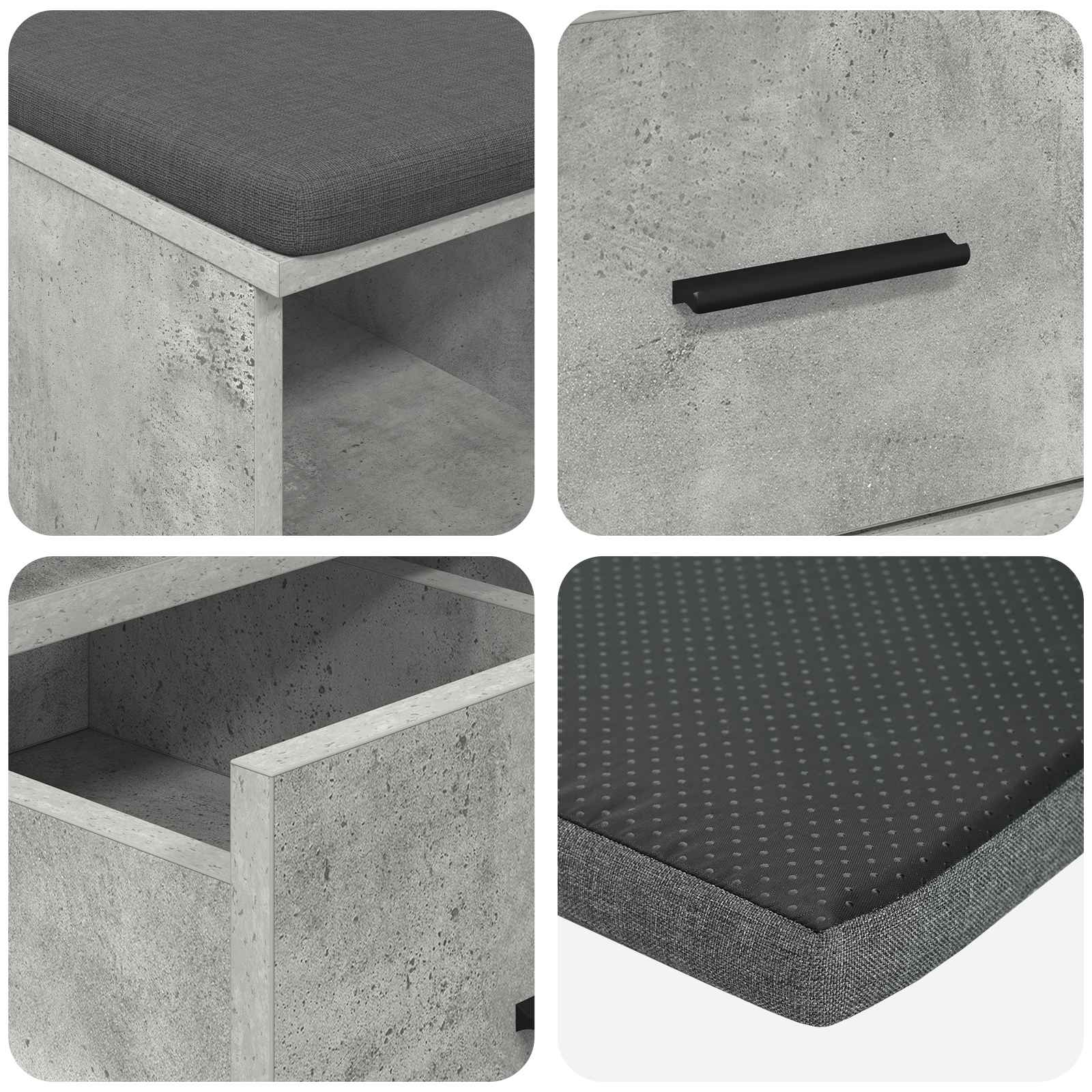 vidaXL Ławka w przedpokoju z poduszką Betonowy Szary 60 x 38 x 46 cm