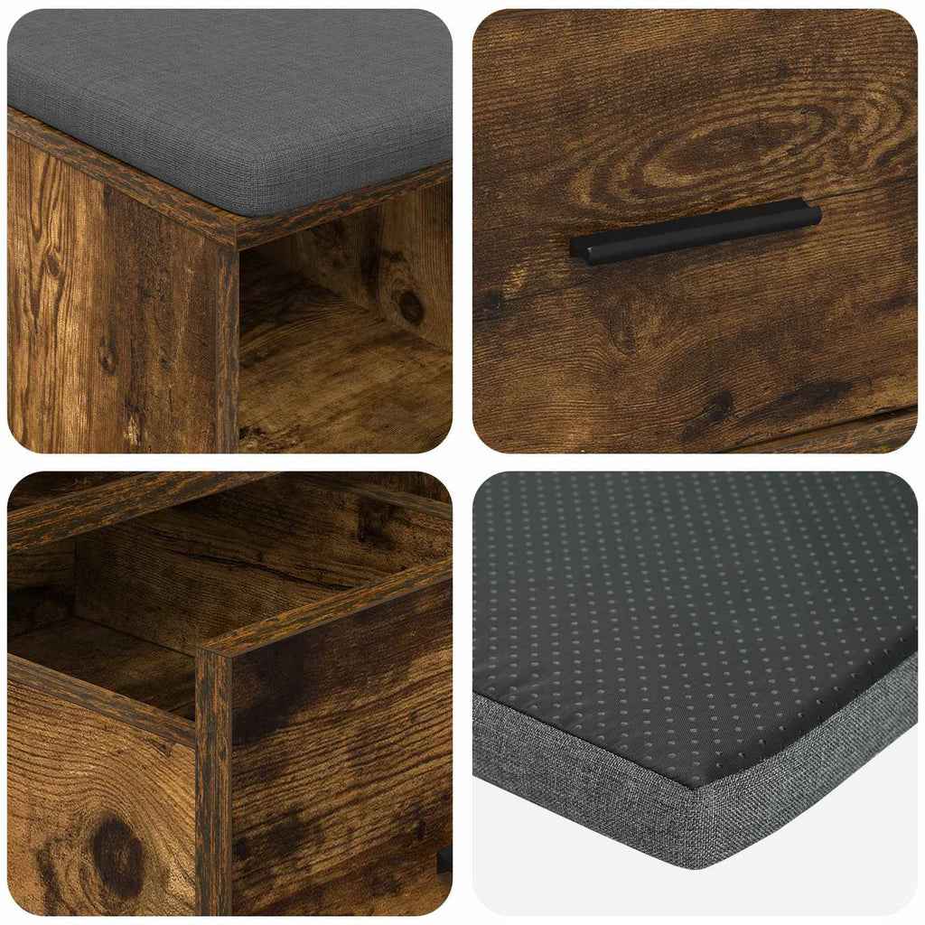 vidaXL Ławka w przedpokoju z poduszką Dąb Wędzony 60 x 38 x 46 cm