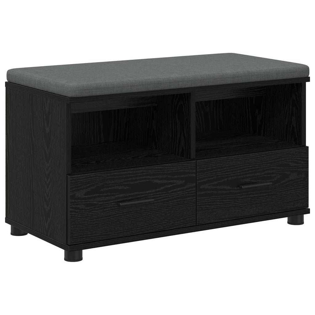 vidaXL Ławka w przedpokoju z poduszką Czarny Dąb 80 x 38 x 46 cm