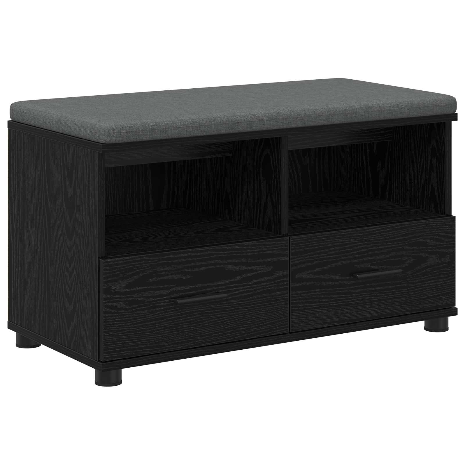 vidaXL Ławka w przedpokoju z poduszką Czarny Dąb 80 x 38 x 46 cm