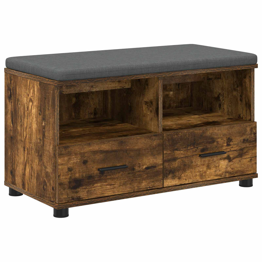 vidaXL Ławka w przedpokoju z poduszką Dąb Wędzony 80 x 38 x 46 cm