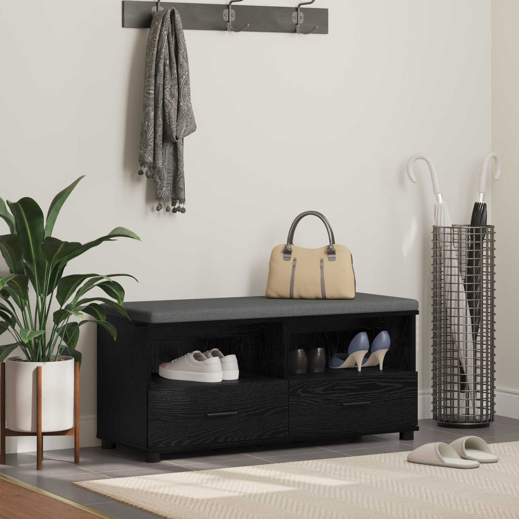 vidaXL Ławka w przedpokoju z poduszką Czarny Dąb 100 x 38 x 46 cm