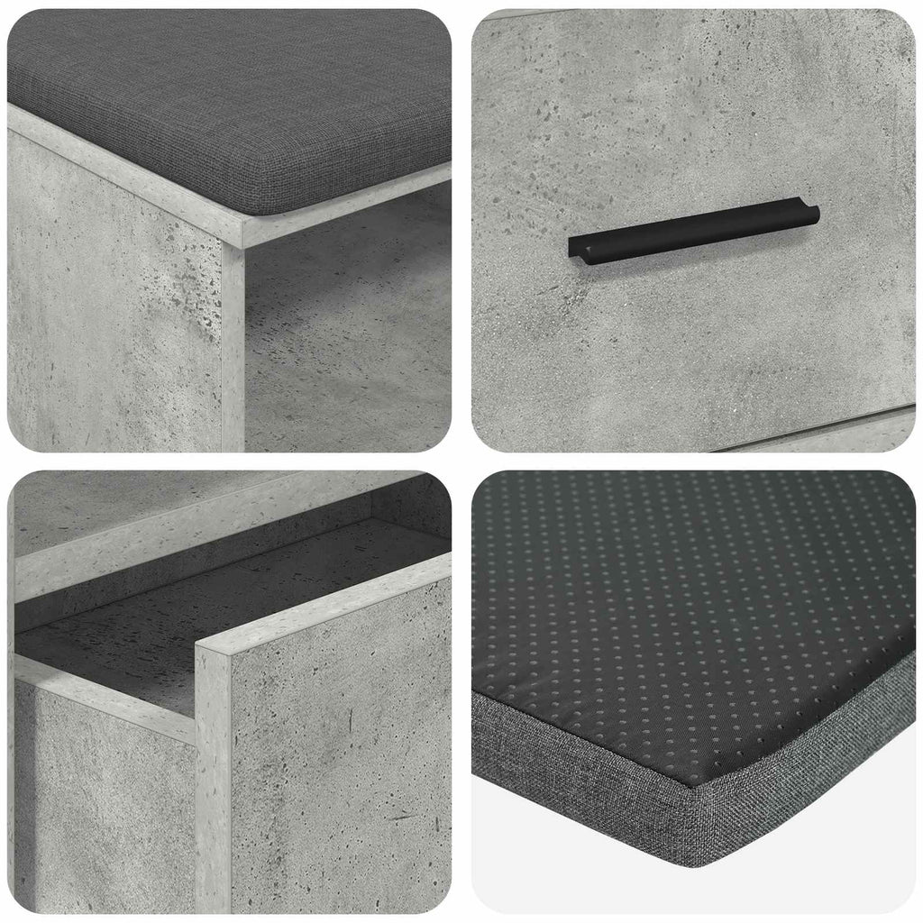 vidaXL Ławka w przedpokoju z poduszką Betonowy Szary 100 x 38 x 46 cm
