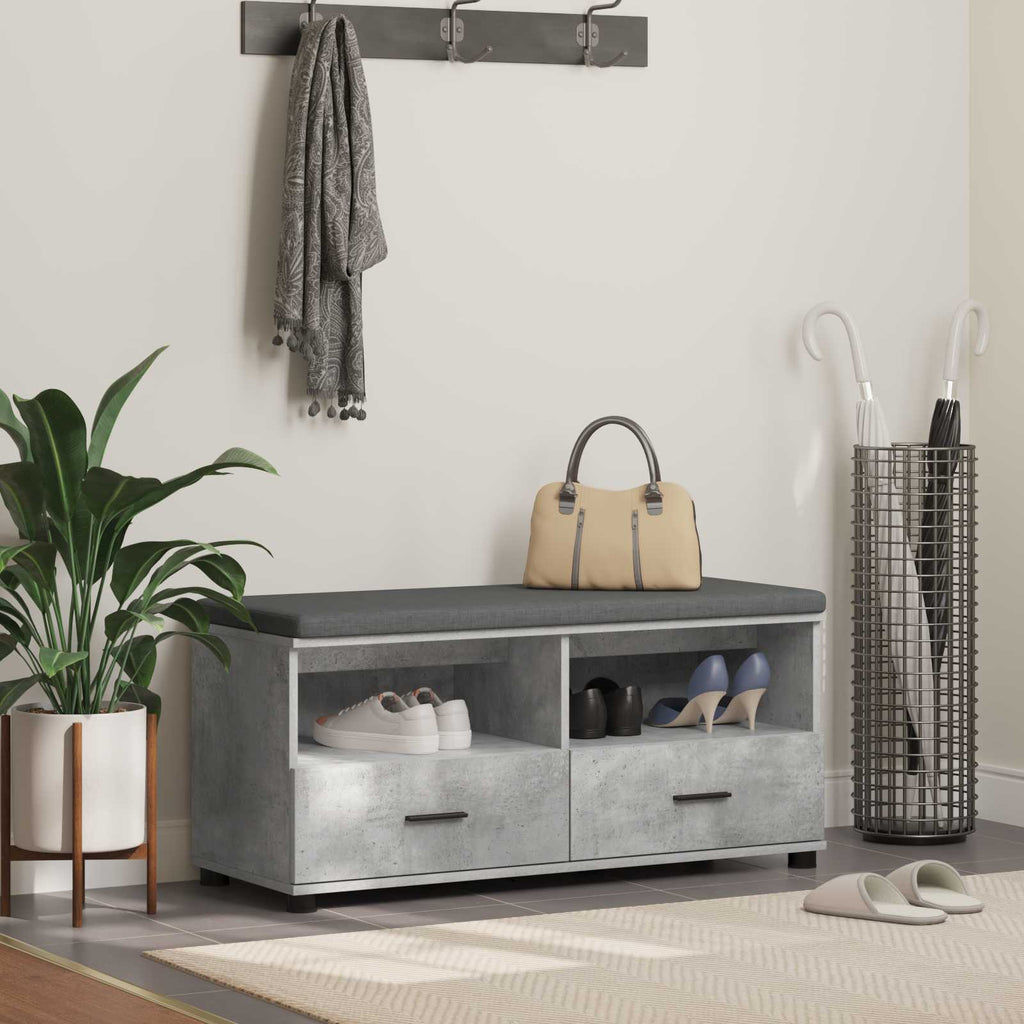 vidaXL Ławka w przedpokoju z poduszką Betonowy Szary 100 x 38 x 46 cm