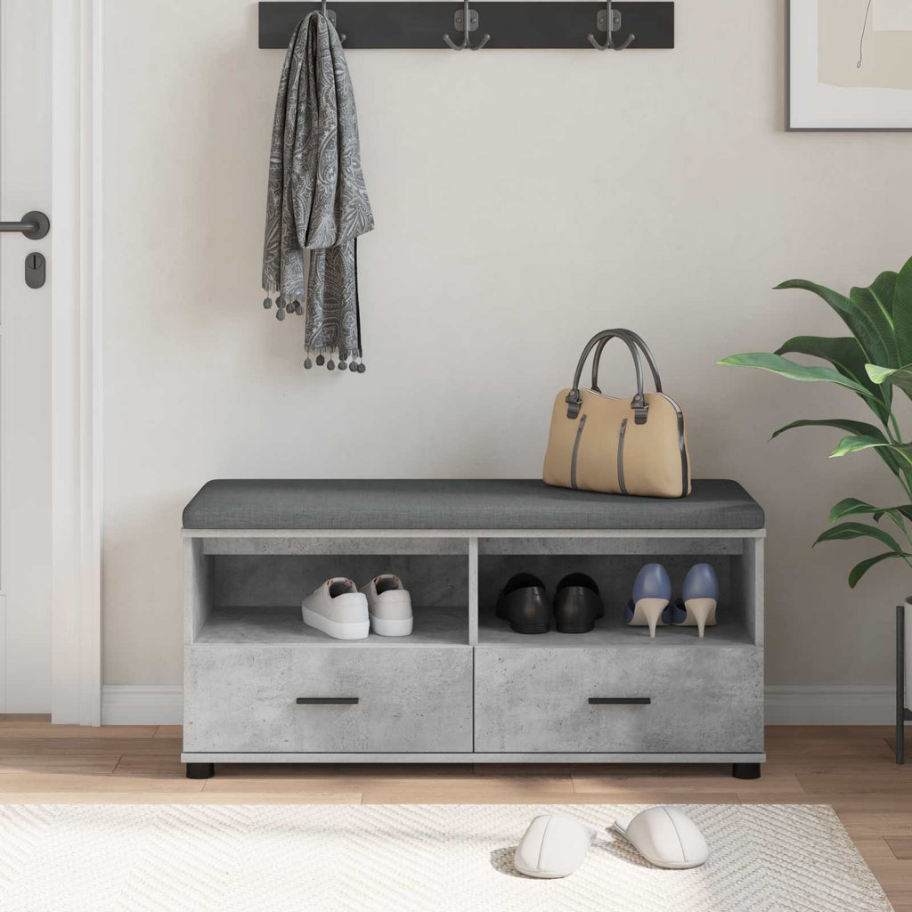 vidaXL Ławka w przedpokoju z poduszką Betonowy Szary 100 x 38 x 46 cm