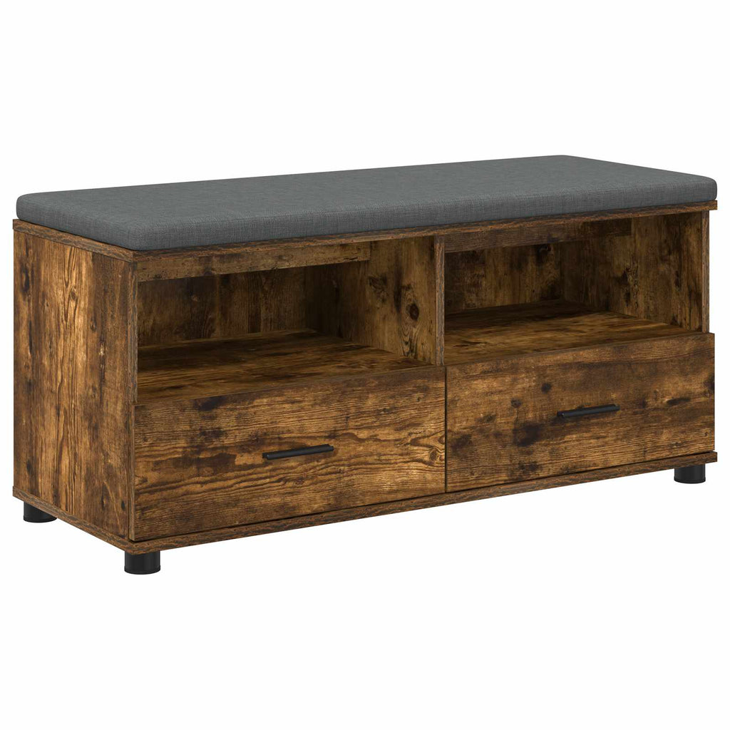 vidaXL Ławka w przedpokoju z poduszką Dąb Wędzony 100 x 38 x 46 cm