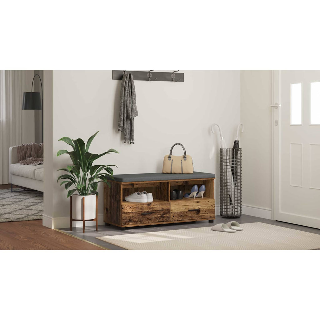 vidaXL Ławka w przedpokoju z poduszką Stare drewno 100 x 38 x 46 cm