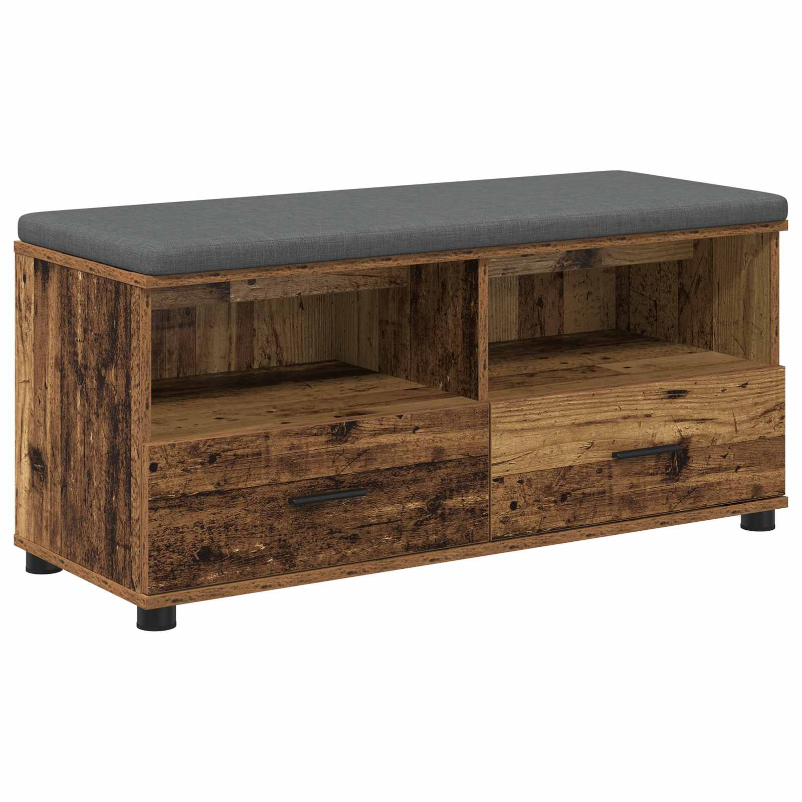 vidaXL Ławka w przedpokoju z poduszką Stare drewno 100 x 38 x 46 cm