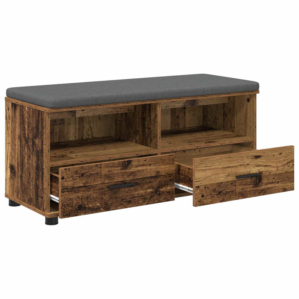 vidaXL Ławka w przedpokoju z poduszką Stare drewno 100 x 38 x 46 cm