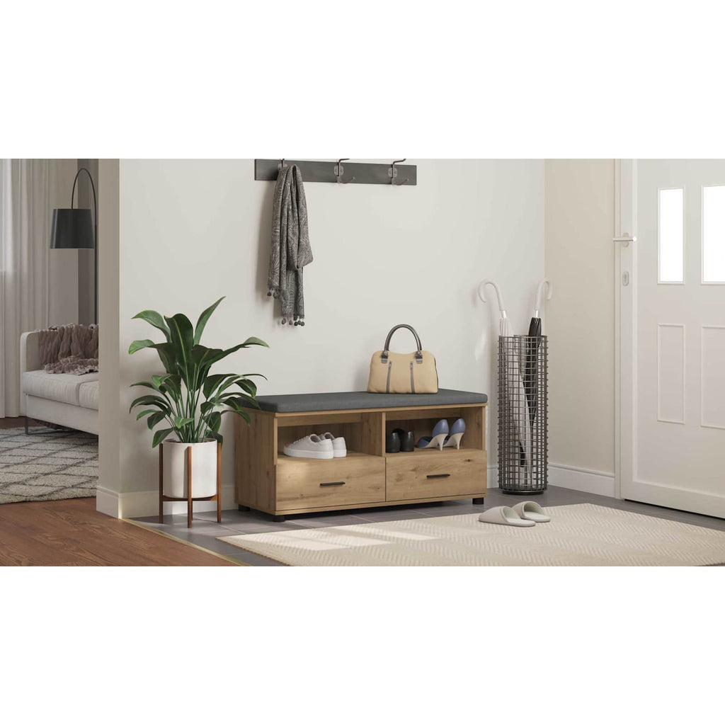 vidaXL Ławka w przedpokoju z półką Dąb Rzemieślniczy 100 x 38 x 46 cm