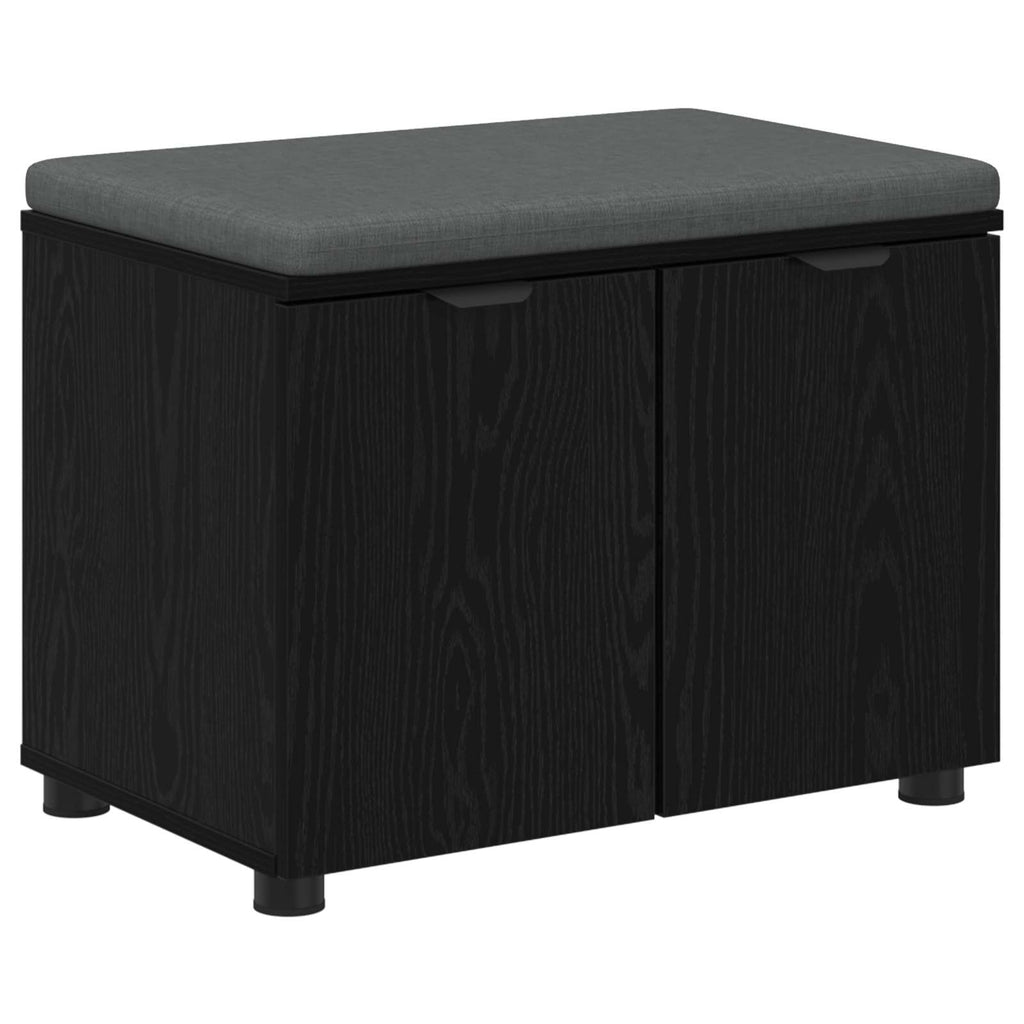 vidaXL Ławka w przedpokoju z poduszką Czarny Dąb 60 x 38 x 46 cm