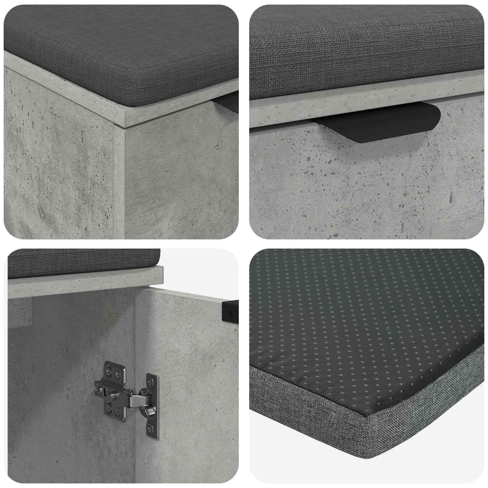 vidaXL Ławka w przedpokoju z poduszką Betonowy Szary 60 x 38 x 46 cm