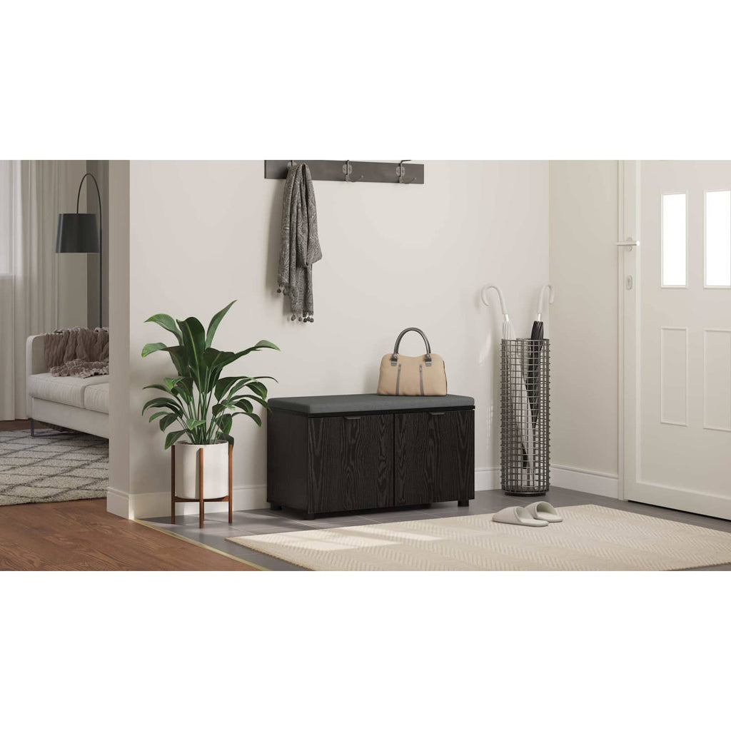 vidaXL Ławka w przedpokoju z poduszką Czarny Dąb 80 x 38 x 46 cm