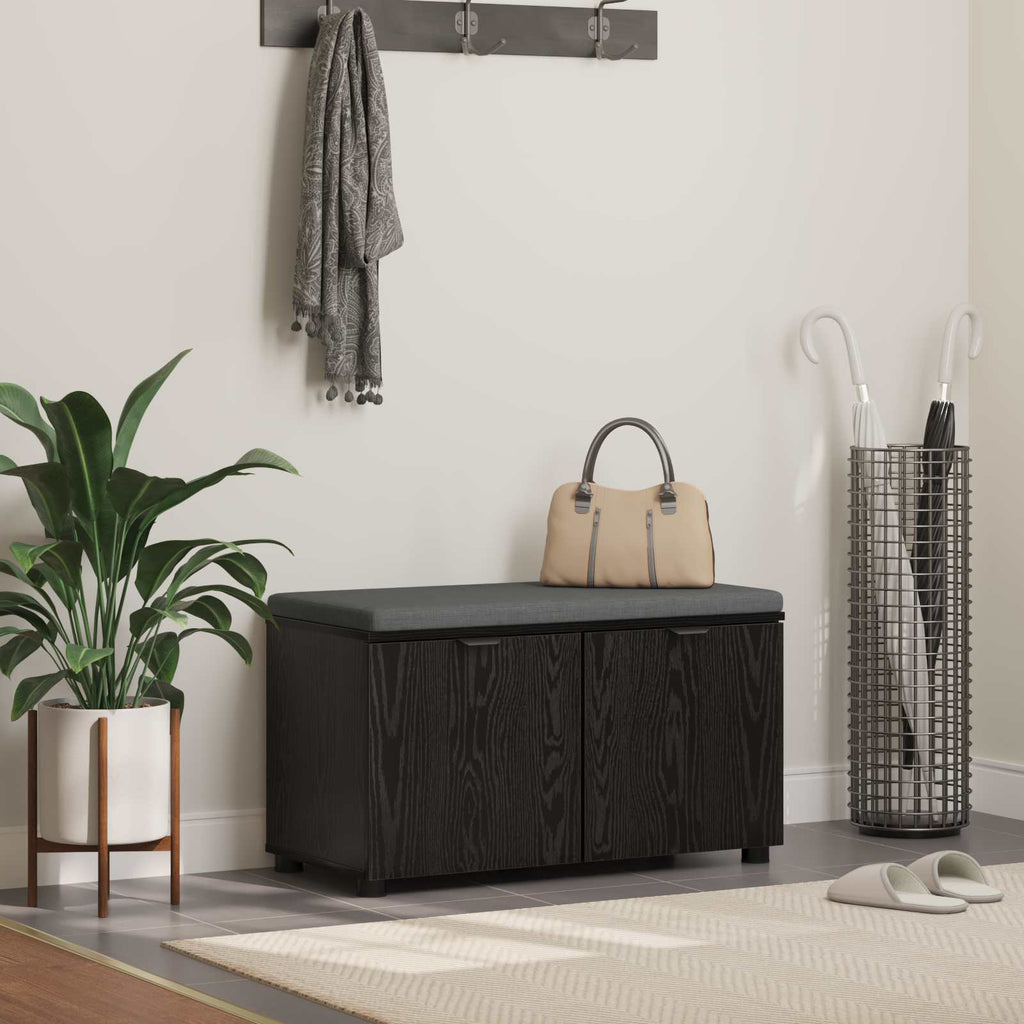 vidaXL Ławka w przedpokoju z poduszką Czarny Dąb 80 x 38 x 46 cm