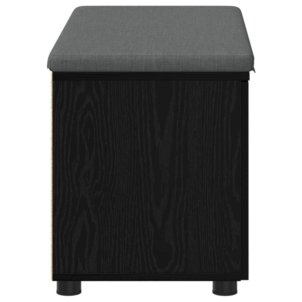vidaXL Ławka w przedpokoju z poduszką Czarny Dąb 80 x 38 x 46 cm