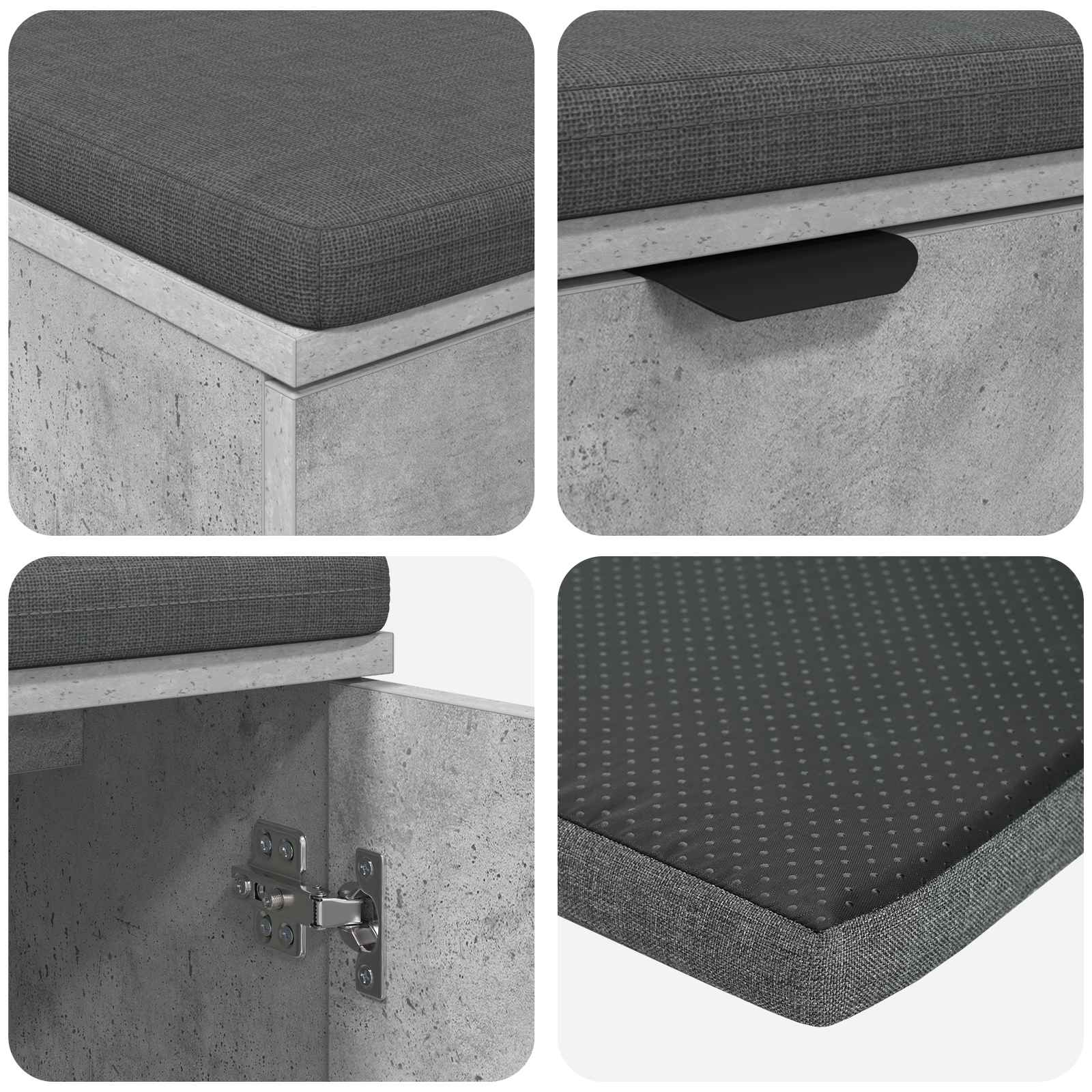 vidaXL Ławka w przedpokoju z poduszką Betonowy Szary 80 x 38 x 46 cm
