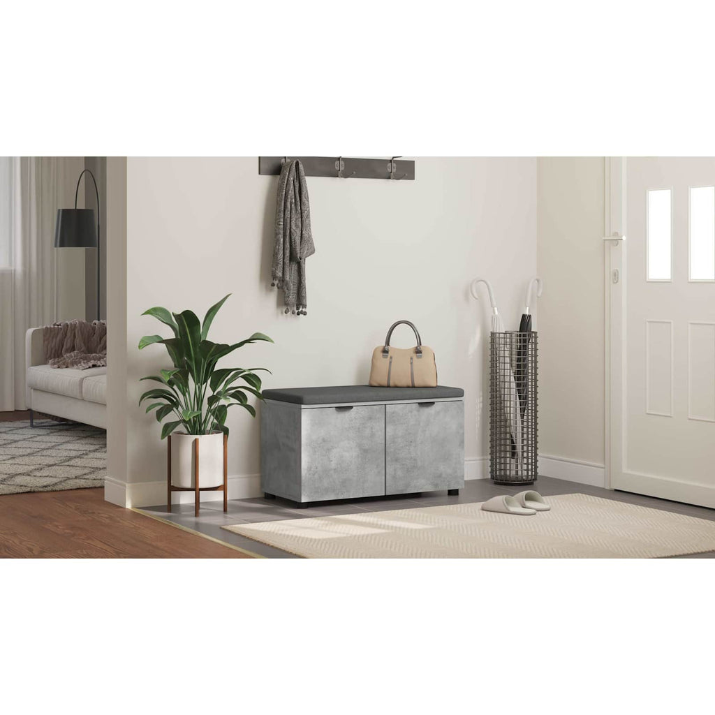vidaXL Ławka w przedpokoju z poduszką Betonowy Szary 80 x 38 x 46 cm