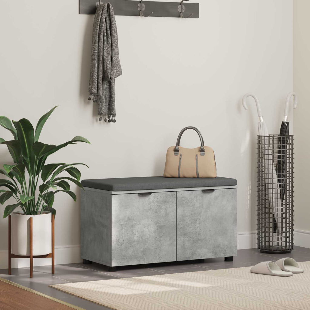 vidaXL Ławka w przedpokoju z poduszką Betonowy Szary 80 x 38 x 46 cm