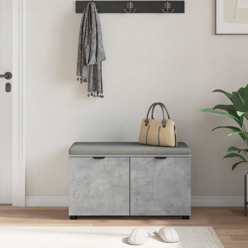 vidaXL Ławka w przedpokoju z poduszką Betonowy Szary 80 x 38 x 46 cm