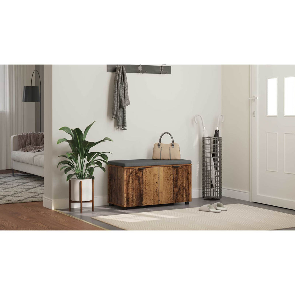 vidaXL Ławka w przedpokoju z poduszką Stare drewno 80 x 38 x 46 cm