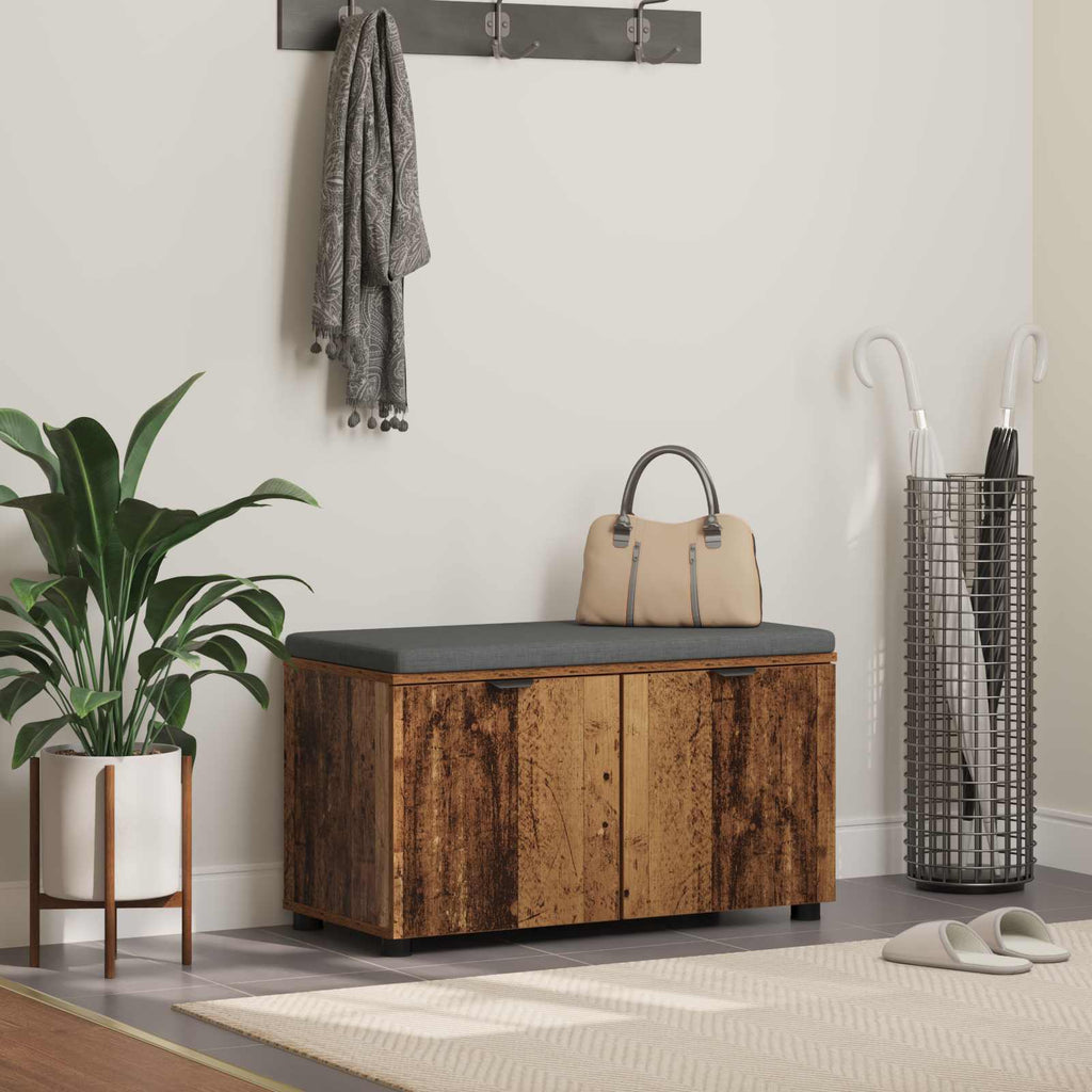 vidaXL Ławka w przedpokoju z poduszką Stare drewno 80 x 38 x 46 cm