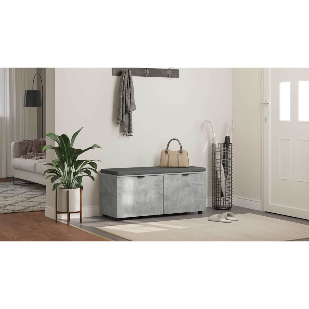 vidaXL Ławka w przedpokoju z poduszką Betonowy Szary 100 x 38 x 46 cm