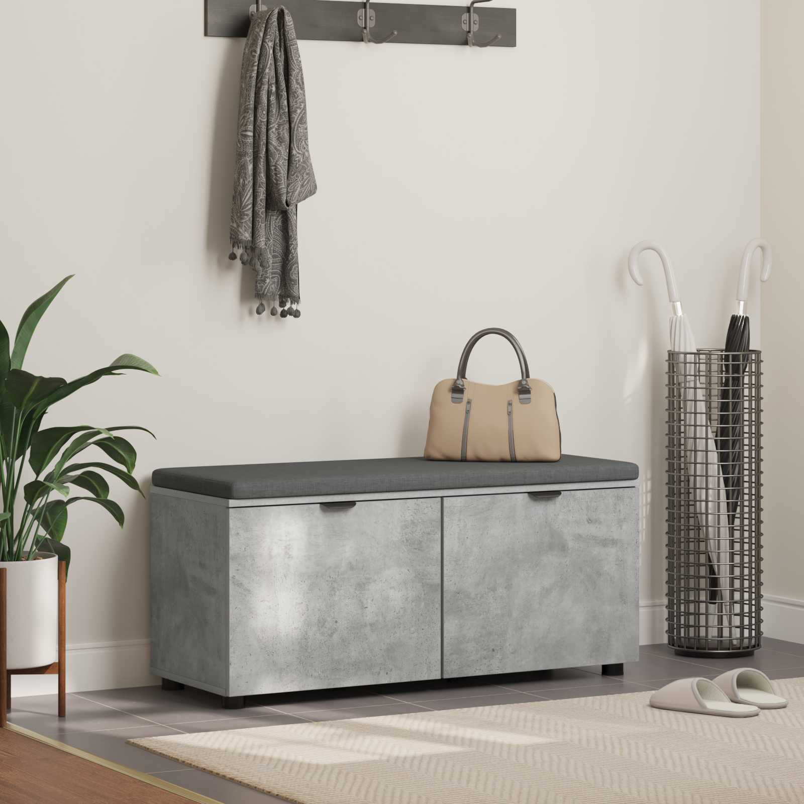 vidaXL Ławka w przedpokoju z poduszką Betonowy Szary 100 x 38 x 46 cm