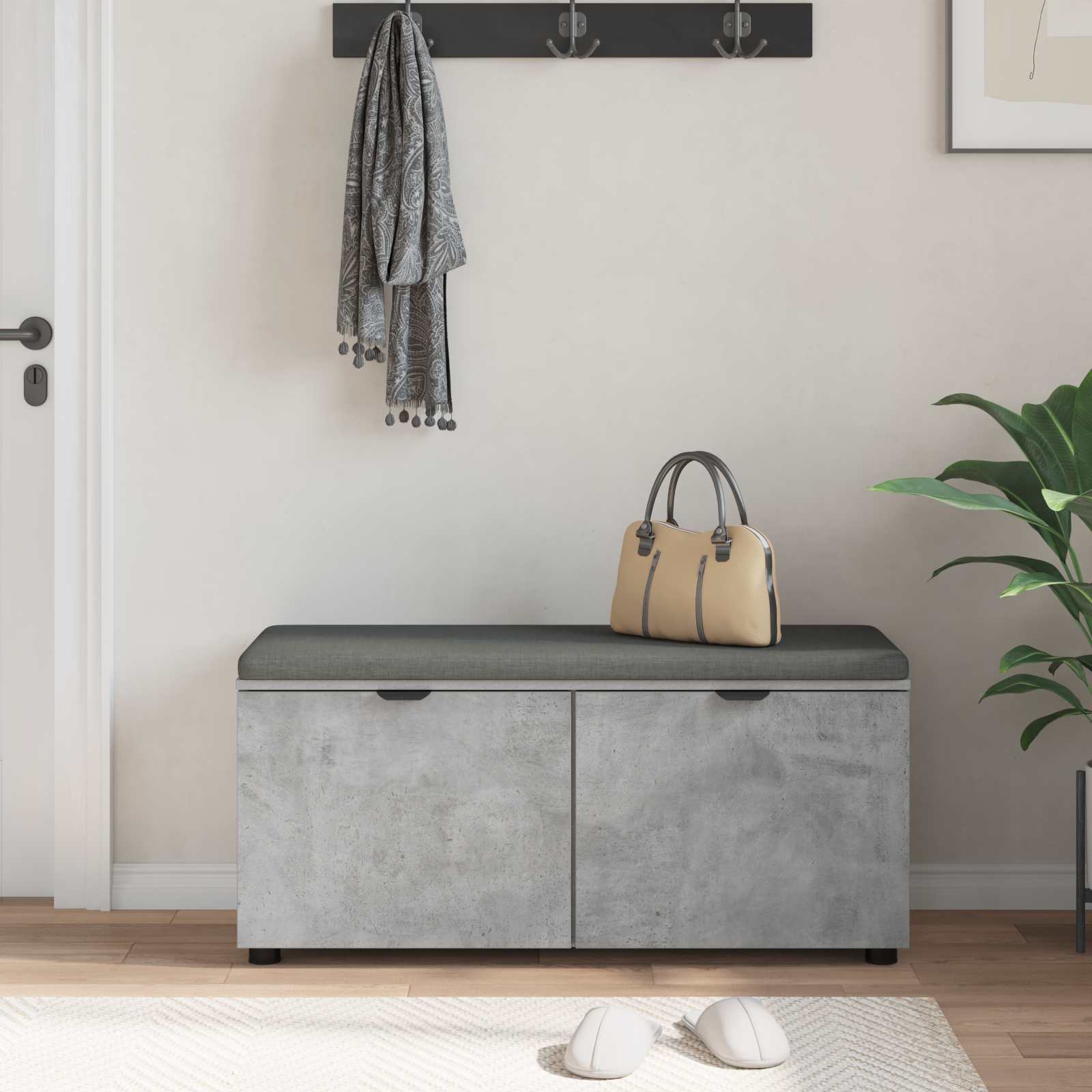 vidaXL Ławka w przedpokoju z poduszką Betonowy Szary 100 x 38 x 46 cm