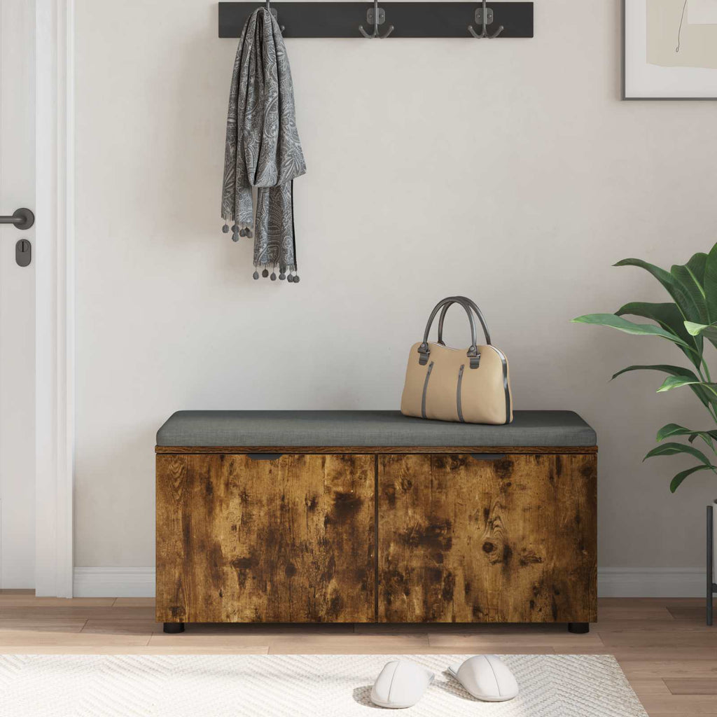 vidaXL Ławka w przedpokoju z poduszką Dąb Wędzony 100 x 38 x 46 cm