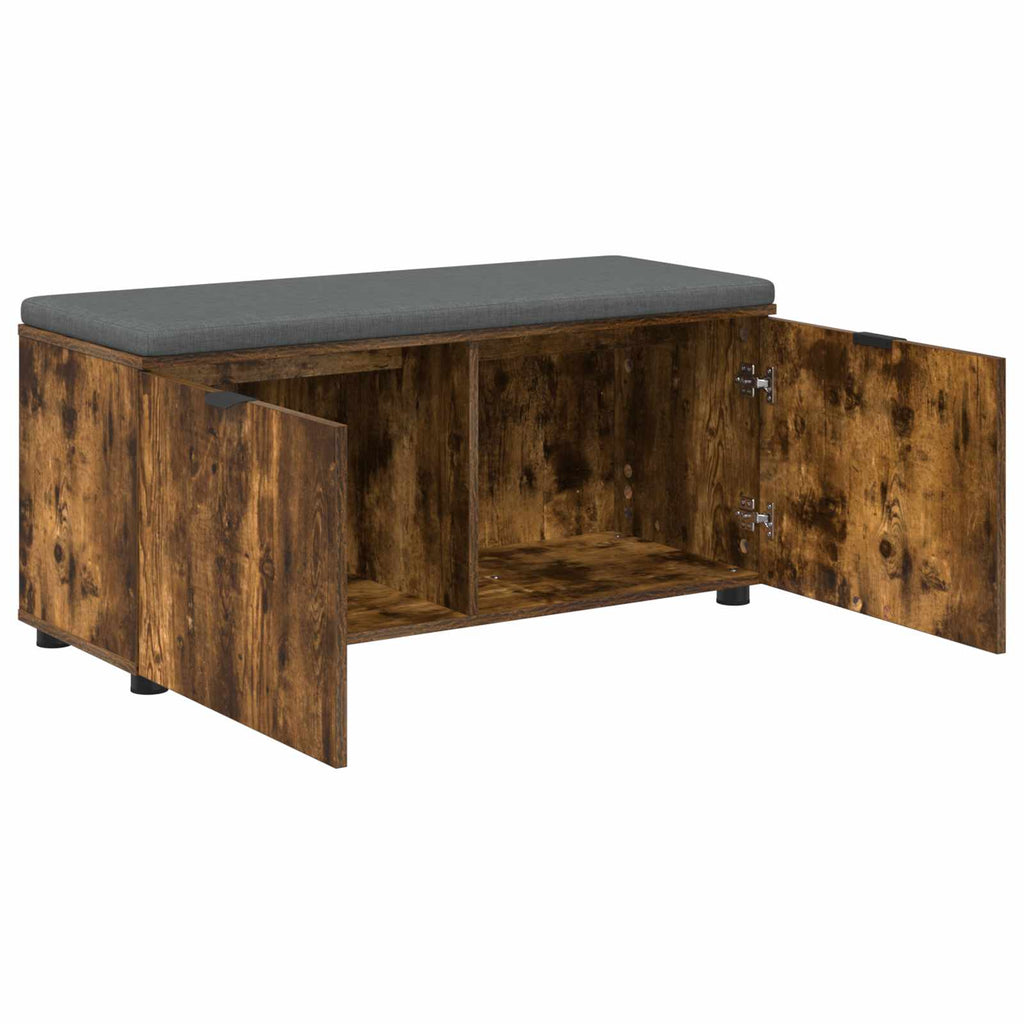 vidaXL Ławka w przedpokoju z poduszką Dąb Wędzony 100 x 38 x 46 cm