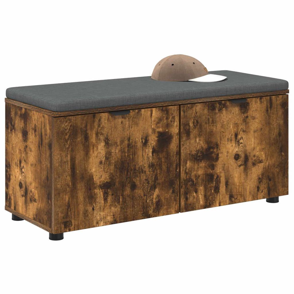 vidaXL Ławka w przedpokoju z poduszką Dąb Wędzony 100 x 38 x 46 cm