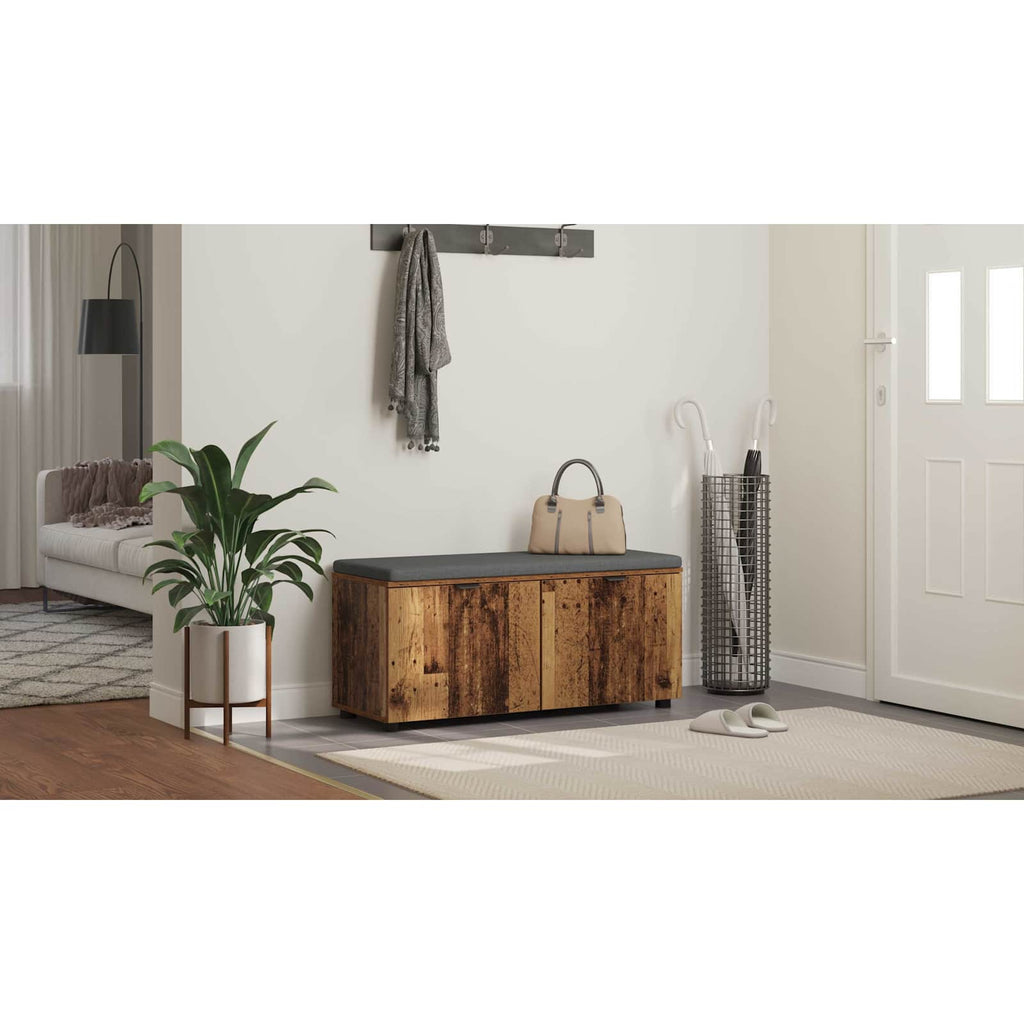 vidaXL Ławka w przedpokoju z poduszką Stare drewno 100 x 38 x 46 cm