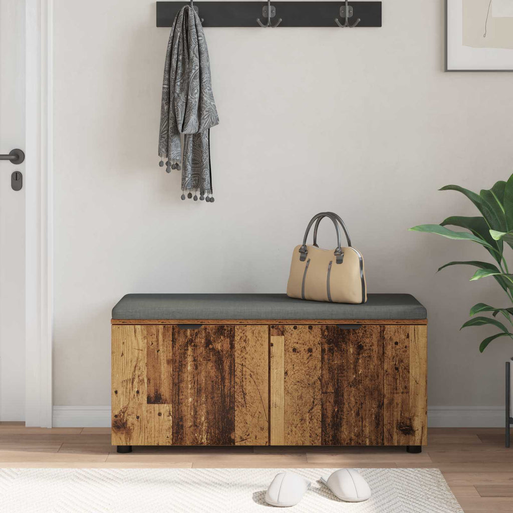 vidaXL Ławka w przedpokoju z poduszką Stare drewno 100 x 38 x 46 cm
