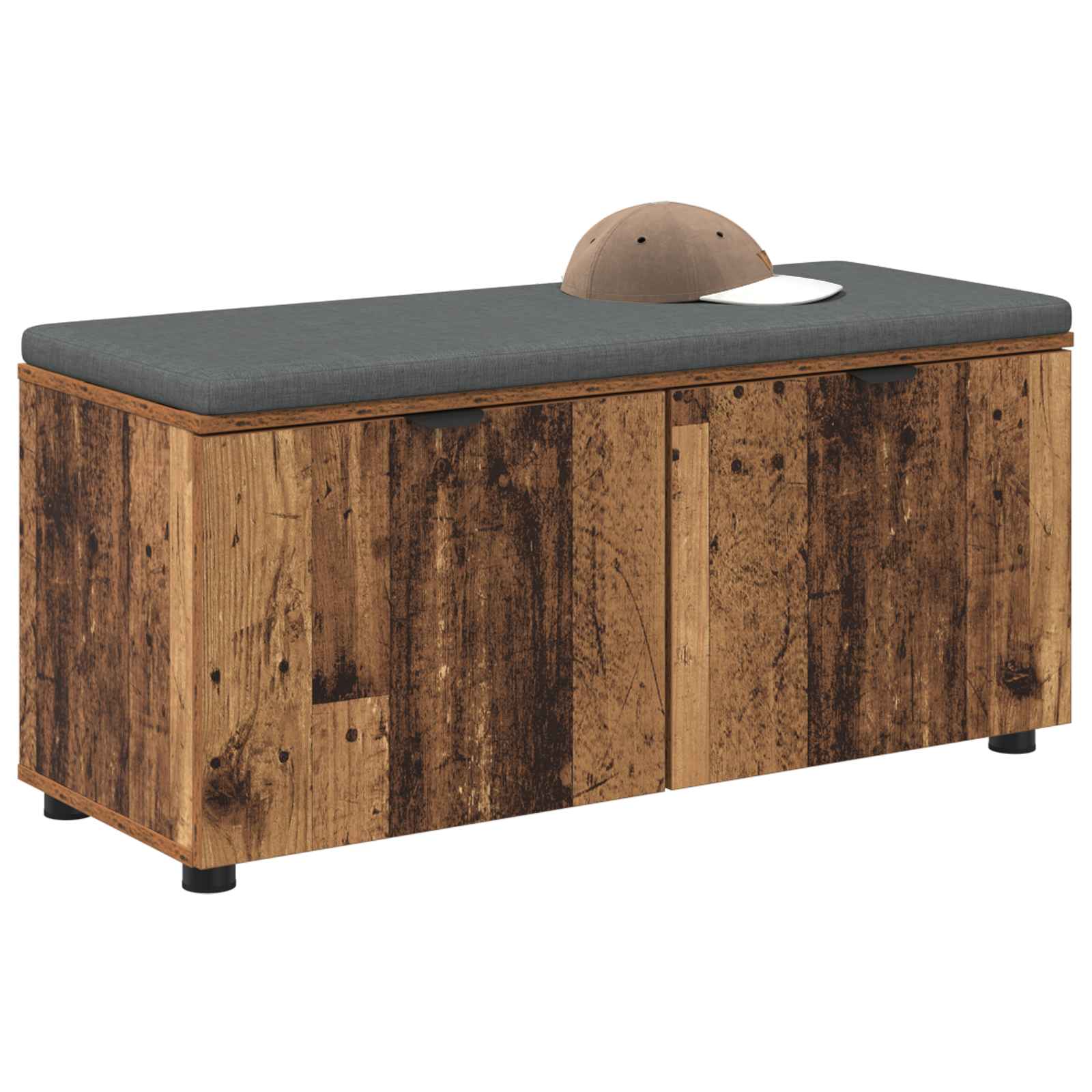 vidaXL Ławka w przedpokoju z poduszką Stare drewno 100 x 38 x 46 cm