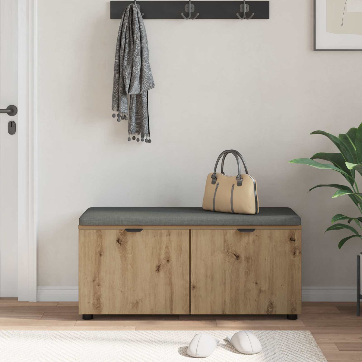 vidaXL Ławka w przedpokoju Dąb Rzemieślniczy 100 x 38 x 46 cm