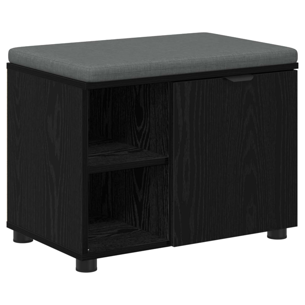 vidaXL Ławka w przedpokoju z poduszką Czarny Dąb 60 x 38 x 46 cm